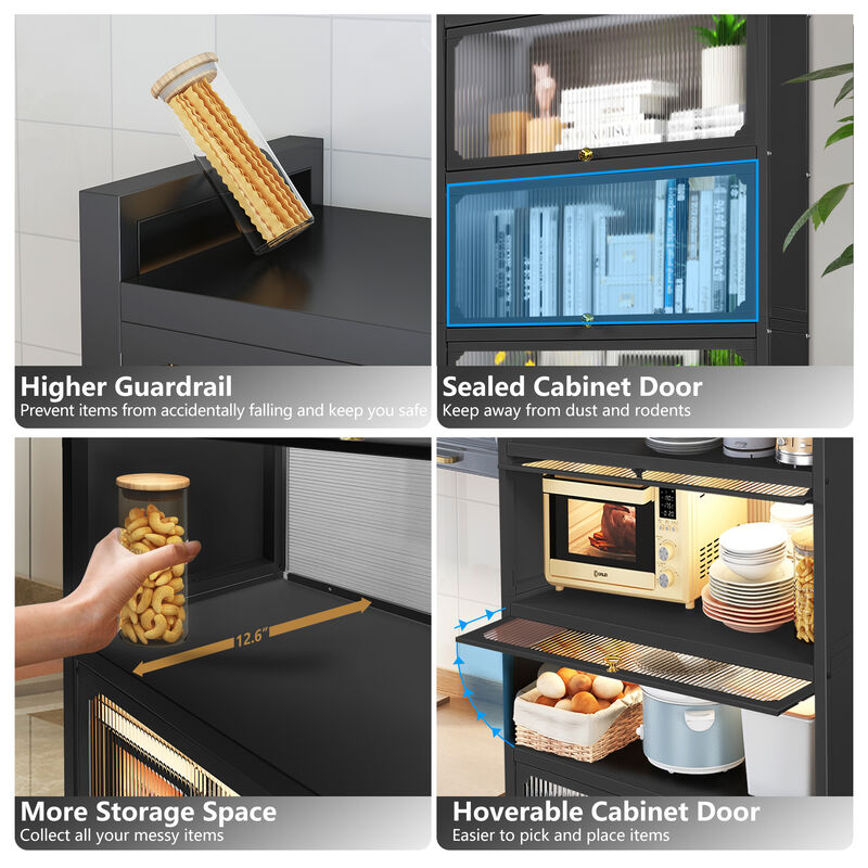 Mega Casa 56.2" Tall Steel 4 - Door Accent Cabinet Black New Arrival
