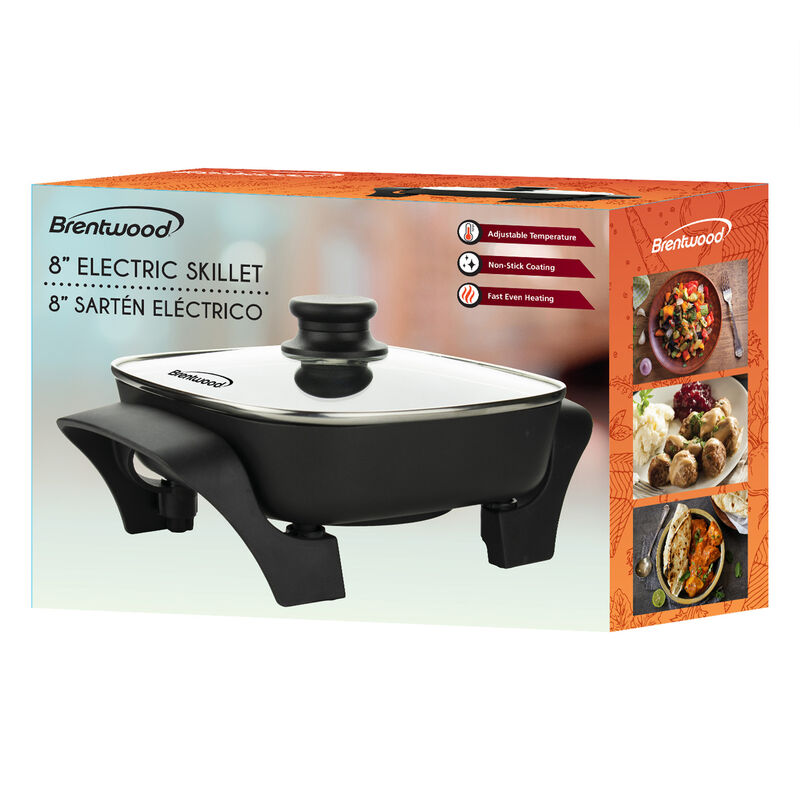 Brentwood SK-46 8-Inch Nonstick Electric Skillet in Black with Lid