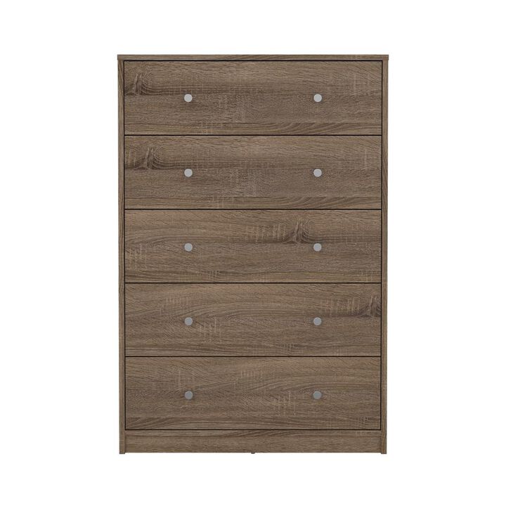 Tvilum Portland 5 Drawer Chest, Truffle Oak