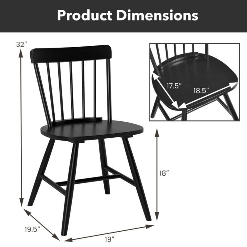 Farmhouse Kitchen Chair Set of 2 with Rubber Wood Frame