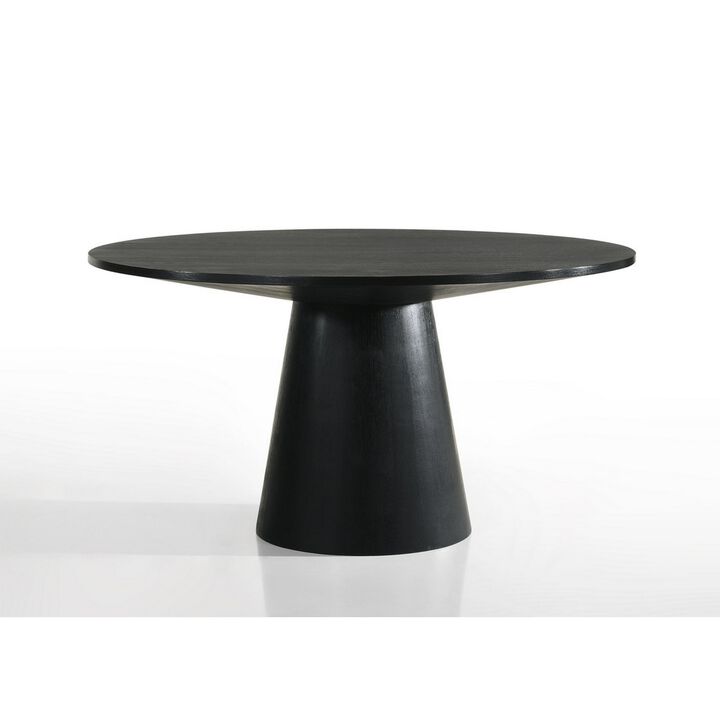 Yuvi 3 Piece Dining Table and Chair Set, Round, Barrel Chair, Black, Gray - Benzara