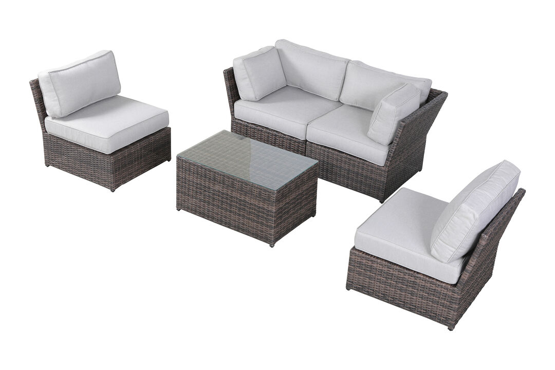 Living Source International Wicker Fully Assembled 4 - Person Seating Group with Cushions Brown