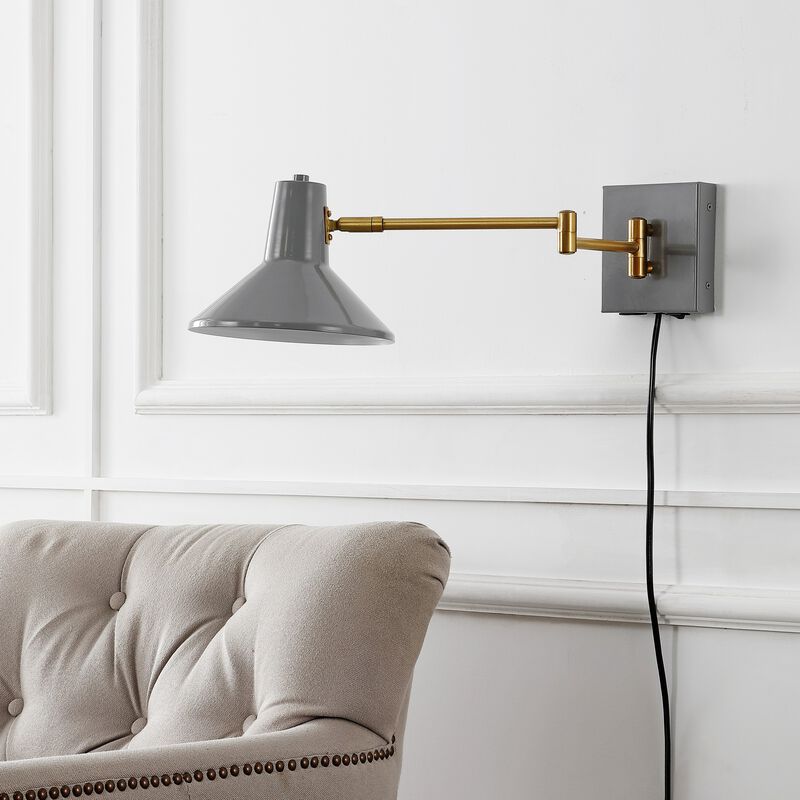 Hygge Swing Arm Modern Midcentury Iron USB Charging Port LED Sconce