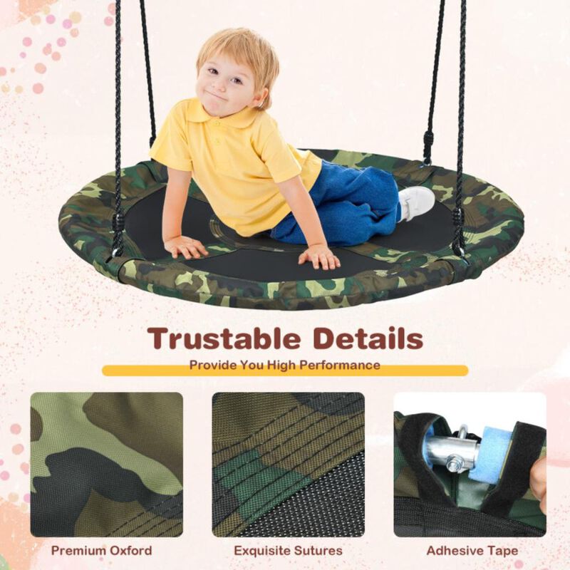 Hivvago 40 Inch Flying Saucer Tree Swing Outdoor Play Set with Adjustable Ropes Gift for Kids