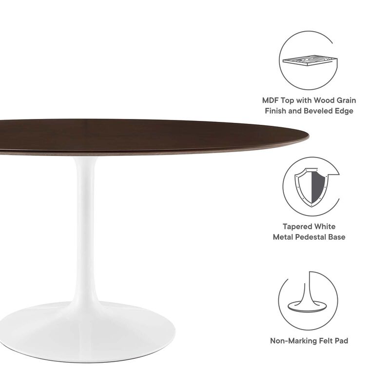 Modway - Lippa 60" Oval Cherry Walnut Wood Grain Dining Table White Cherry Walnut