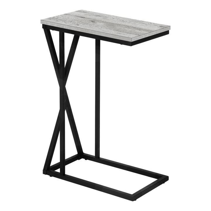 Monarch Specialties I 3248 Accent Table, C-shaped, End, Side, Snack, Living Room, Bedroom, Metal, Laminate, Grey, Black, Contemporary, Modern