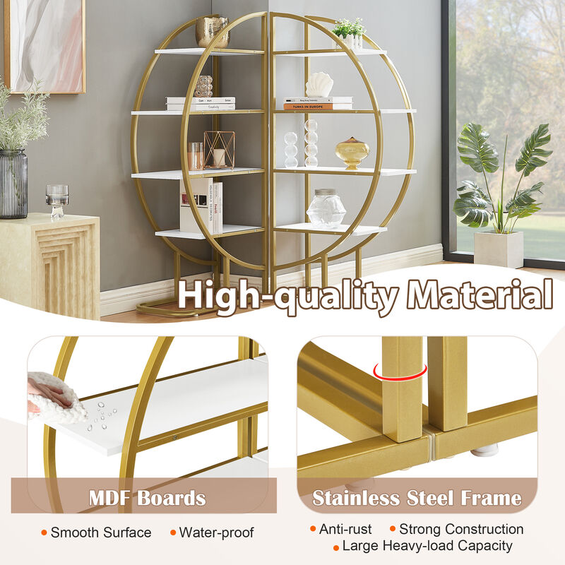 Merax 4 Tiers Golden Home Office Open Bookshelf Flexible Bookcase
