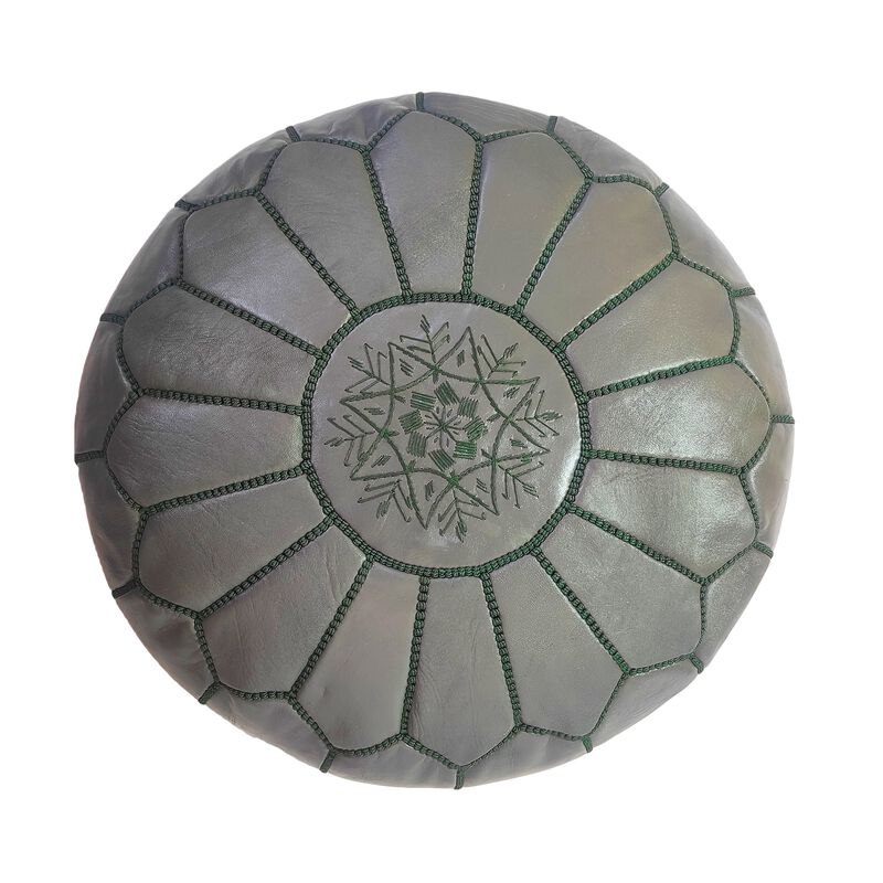 Handmade Moroccan Ottoman, Genuine Leather Pouf