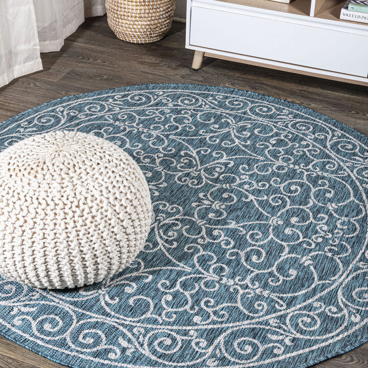 Charleston Vintage Filigree Textured Weave Indoor/Outdoor Area Rug