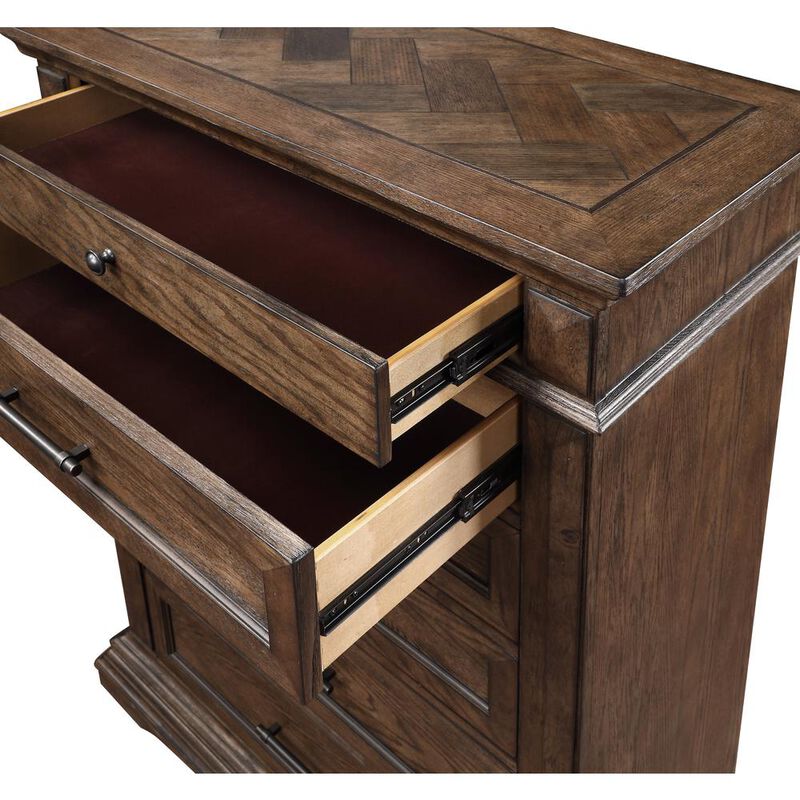 New Classic Furniture Furniture Mar Vista Solid Wood 6-Drawer Chest in Brushed Walnut