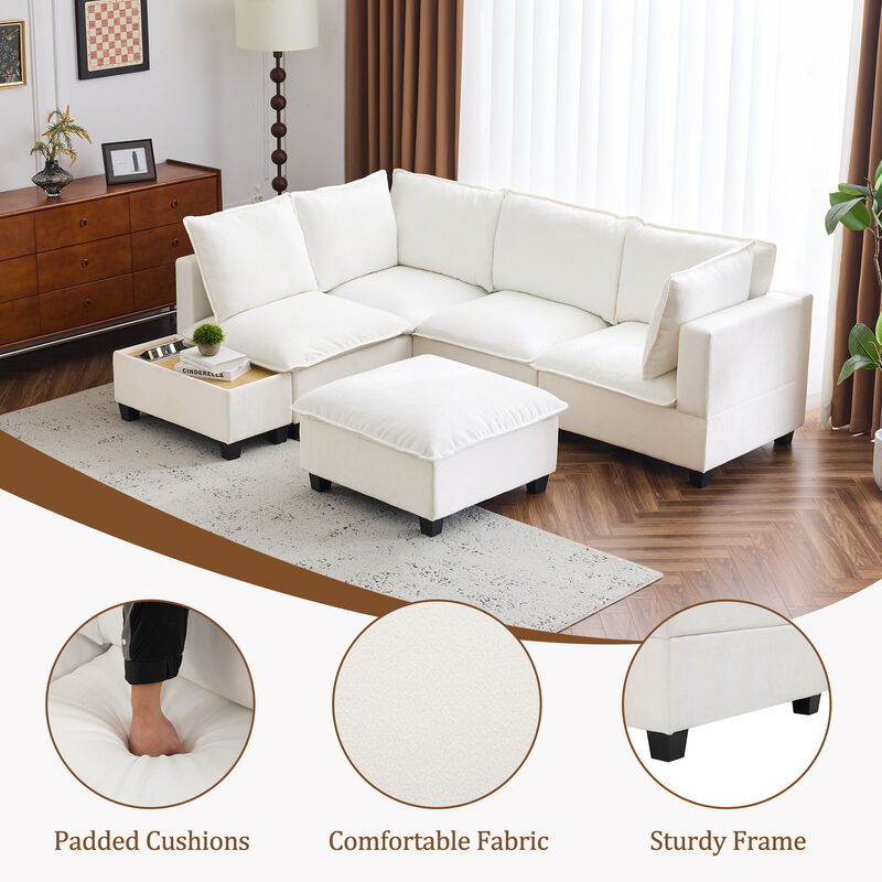 Merax Modular Chenille Sofa Couch with 1 Coffee Table
