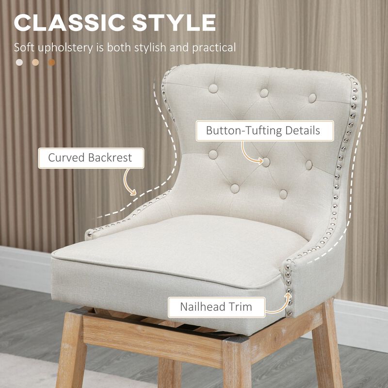 Cream Bar Seating: Set of 4 Upholstered 180° Swivel Stools