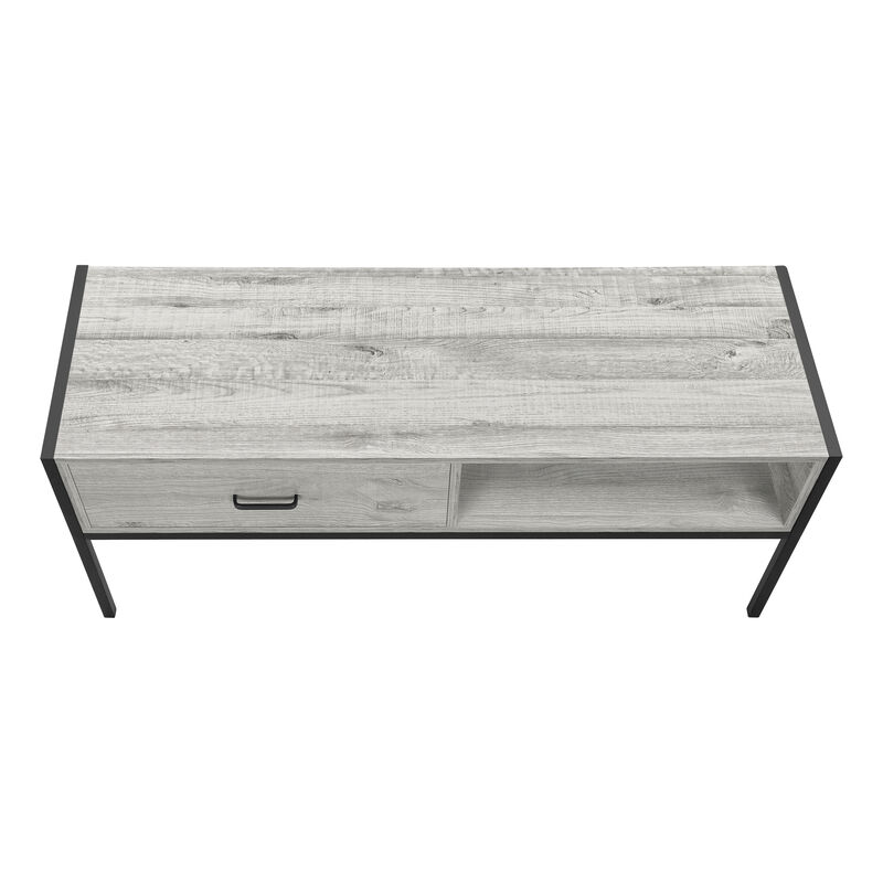 Monarch Specialties I 2875 Tv Stand, 48 Inch, Console, Media Entertainment Center, Storage Drawer, Living Room, Bedroom, Laminate, Metal, Grey, Black, Contemporary, Modern