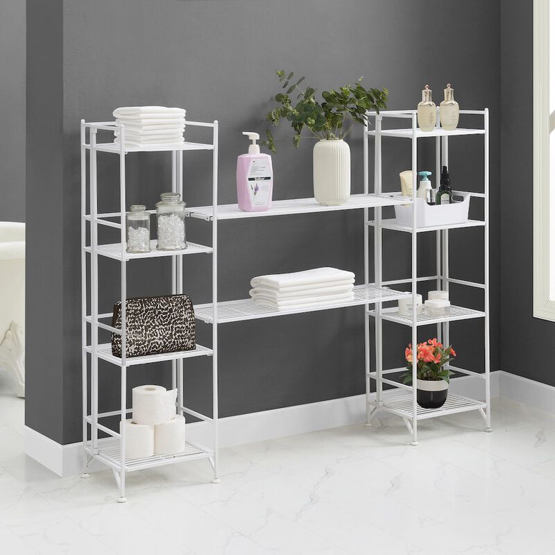 Convenience Concepts Xtra Storage 4 Tier Folding Metal Shelves with Set of 2 Deluxe Extension Shelves