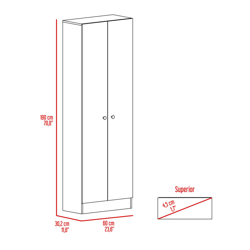 Multi Storage Pantry Cabinet, Five Shelves, Double Door Cabinet