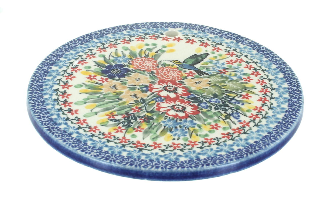 Blue Rose Polish Pottery Dandelion Trivet