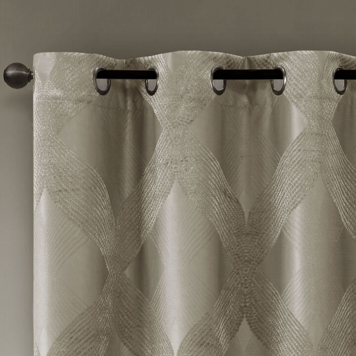 Gracie Mills Eirian Ogee Knitted Jacquard Total Blackout Curtain Panel - 50x95"