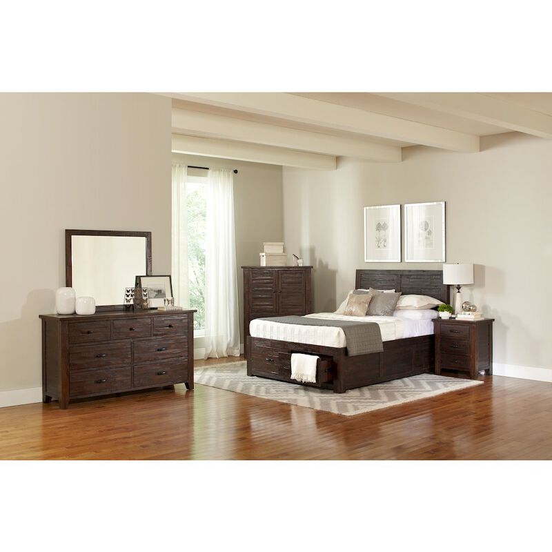 Jofran Jackson Lodge Rustic Distressed Acacia 5 Drawer Chest