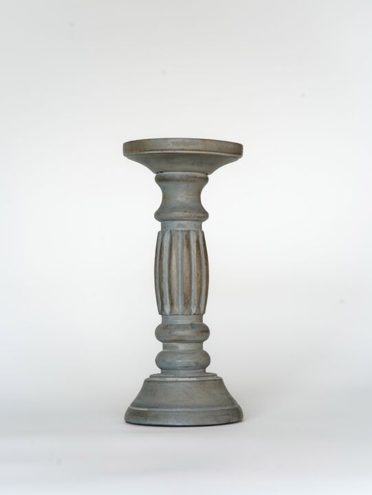 Traditional Antique Dusk Eco-friendly Handmade Mango Wood Set Of Two 6" & 9" Pillar Candle Holder