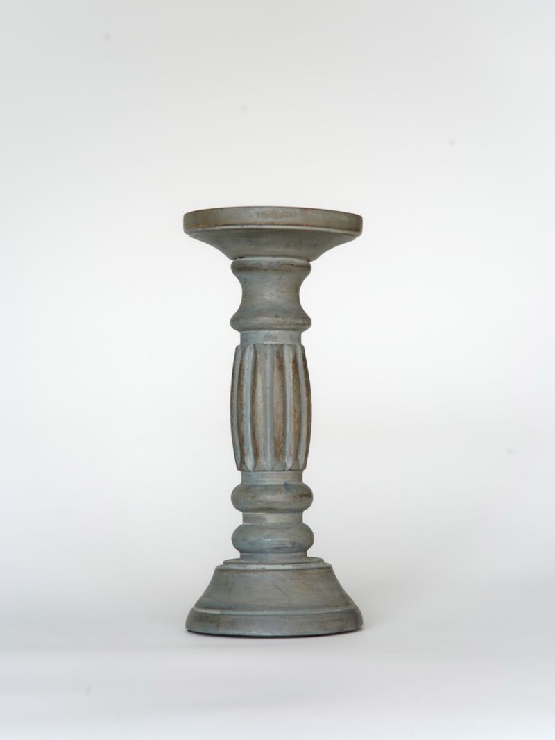 Traditional Antique Dusk Eco-friendly Handmade Mango Wood Set Of Two 6" & 9" Pillar Candle Holder