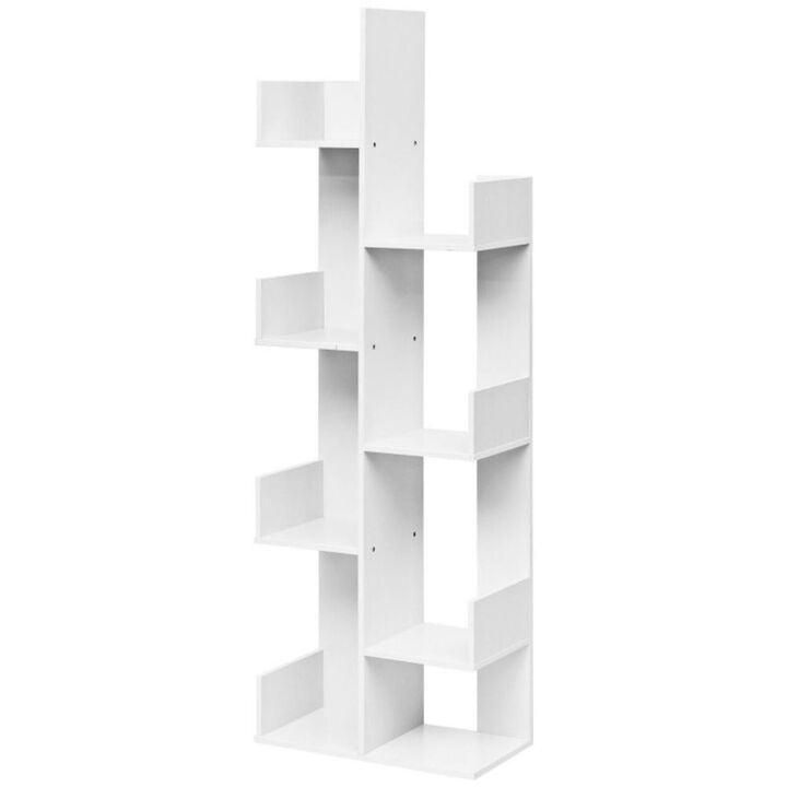Hivvago 8 Shelf Wood Bookshelf with 8 Book Shelves for Home Office Decor