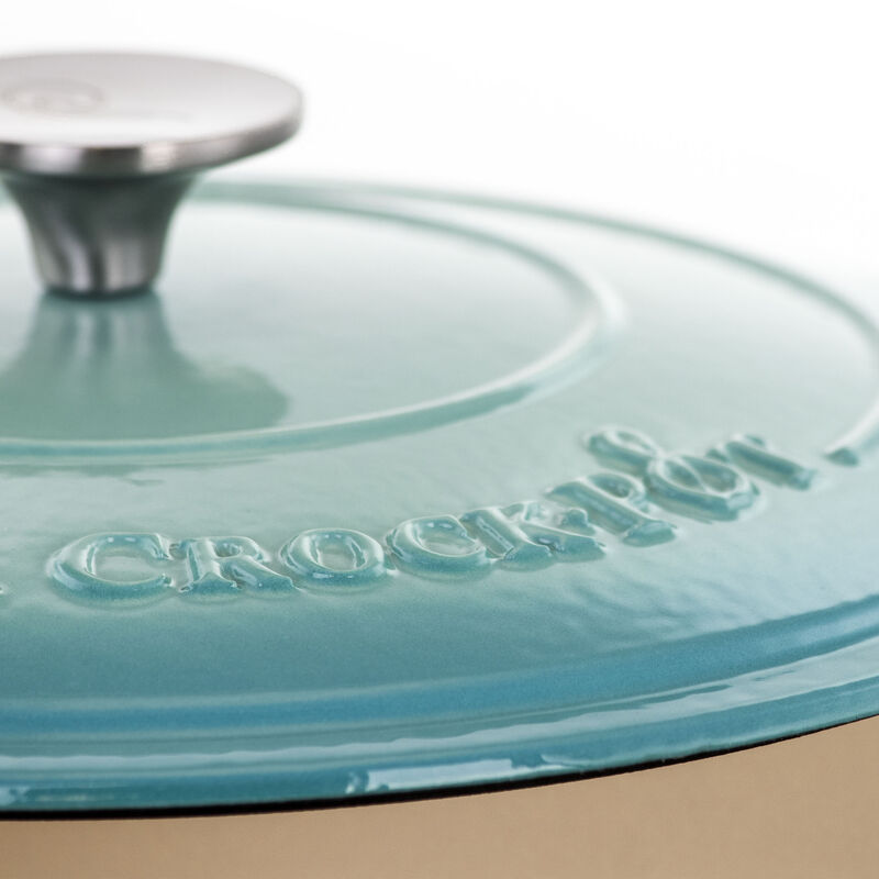 Crock-Pot Artisan 2 Piece 7 Quarts Enamled Cast Iron Dutch Oven in Aqua Blue