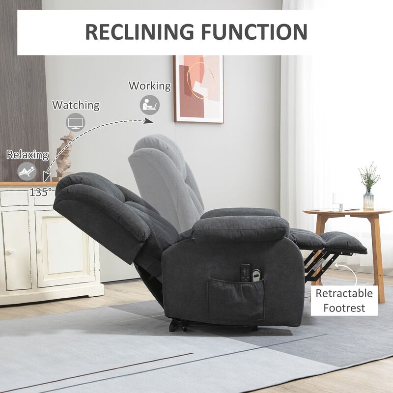 Grey Senior Comfort: Big & Tall Electric Lift Recliner with Massage