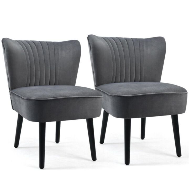 Hivvago Set of 2 Upholstered Modern Leisure Club Chairs with Solid Wood Legs