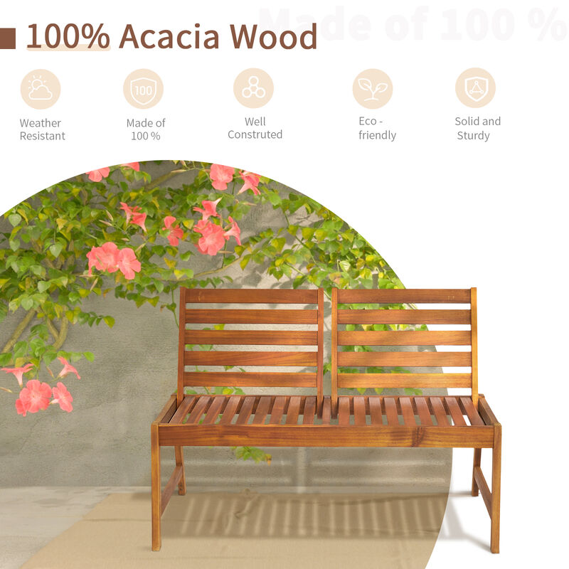 Outdoor Patio Bench Durable Seating with Adjustable Backrest for Garden & Backyard Relaxation
