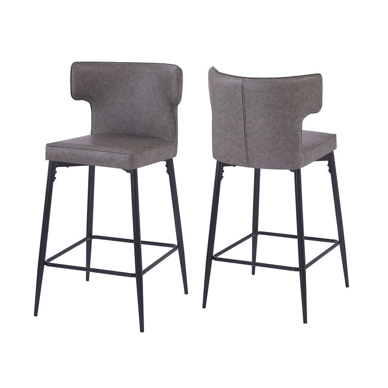 Merax Modern PU Leather Upholstered Bar Stools 2 Pieces