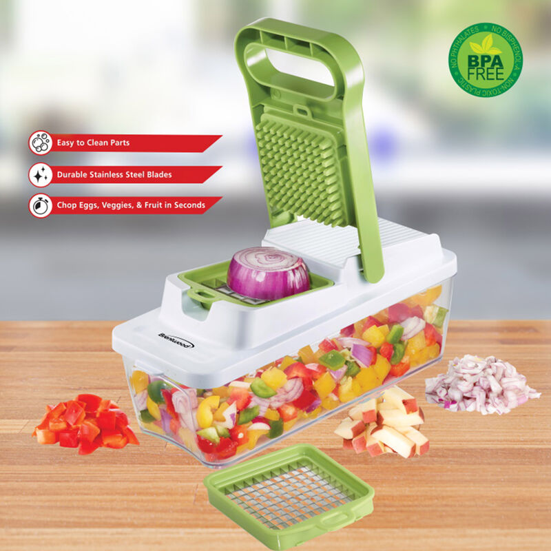 Brentwood Food Chopper and Vegetable Dicer with 6.75 Cup Storage Container in Green