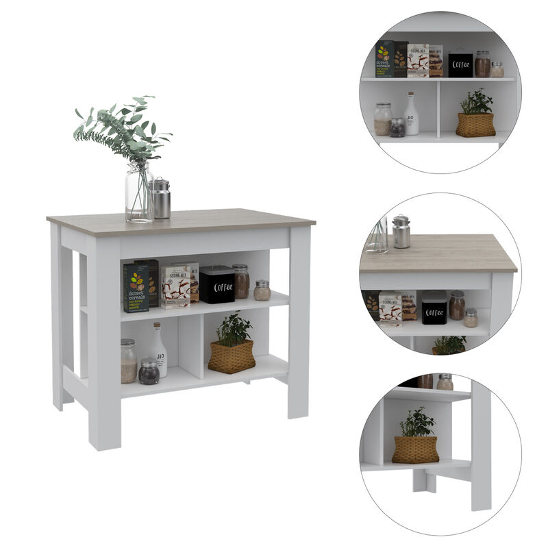 Streamdale Cala Kitchen Island Antibacterial, 3 Shelves, 4 Legs - Gray/White