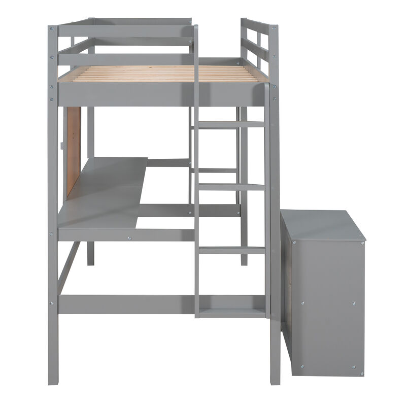 Merax Modern  Wooden Loft Bed with Desk