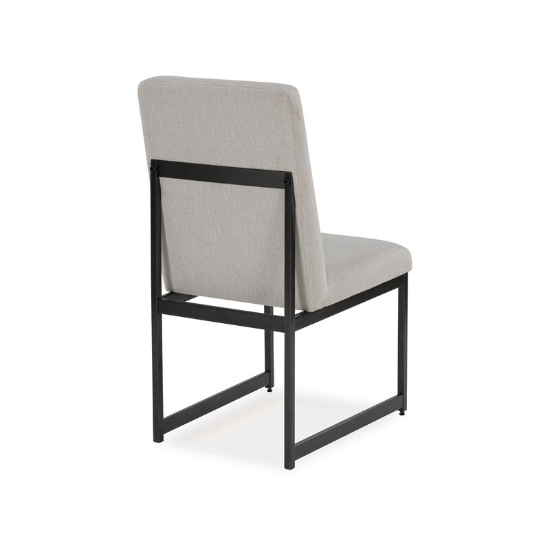 Myka Dining Side Chair Set of 2, Modern Sled Legs, Gray Polyester - Benzara