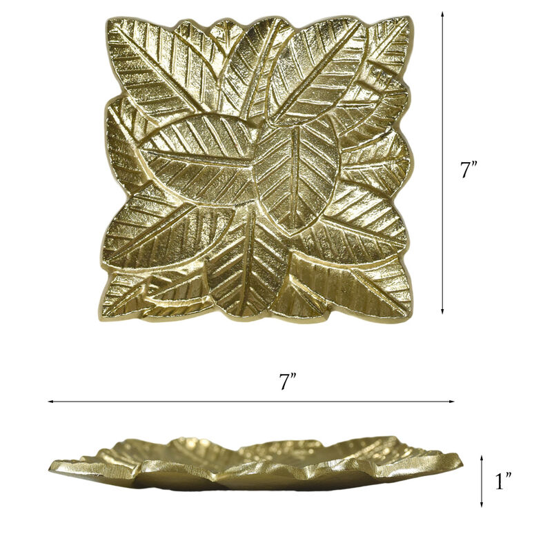 Handmade Decorative Bronze Color Coated 6.88 x 6.88 x 0.78 Inches Aluminium Tray 043AB BBH Home's