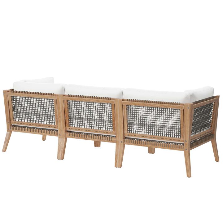 Modway - Clearwater Outdoor Patio Teak Wood Sofa