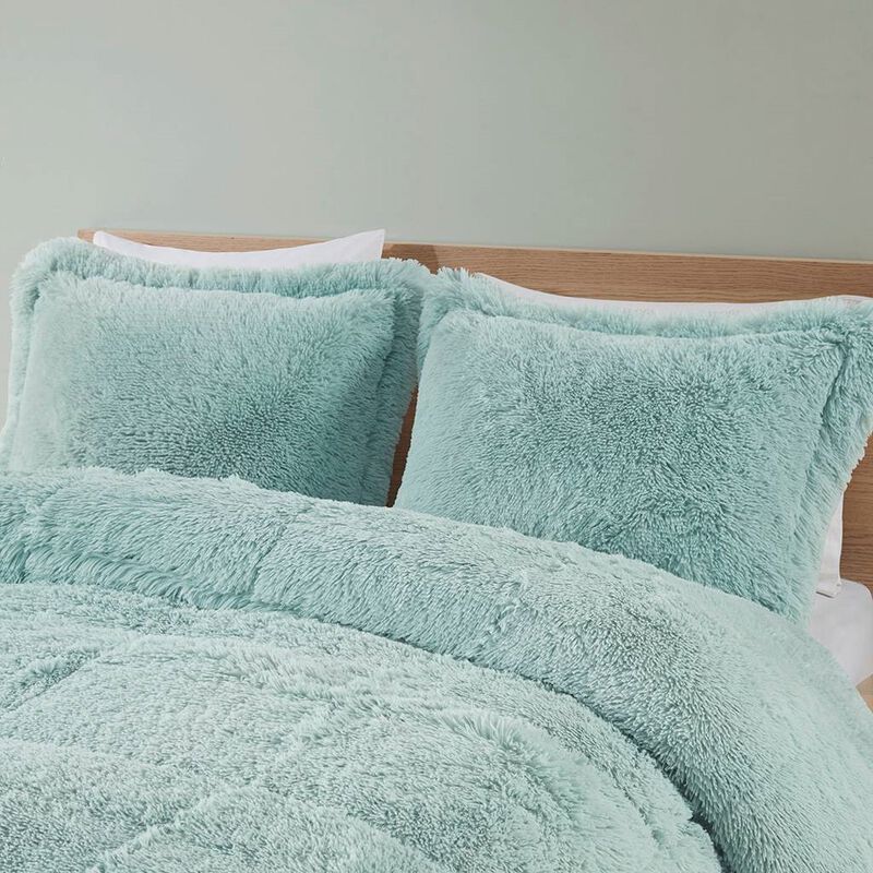 Hivvago Full/Queen Soft Sherpa Faux Fur 3 Piece Comforter Set in Light