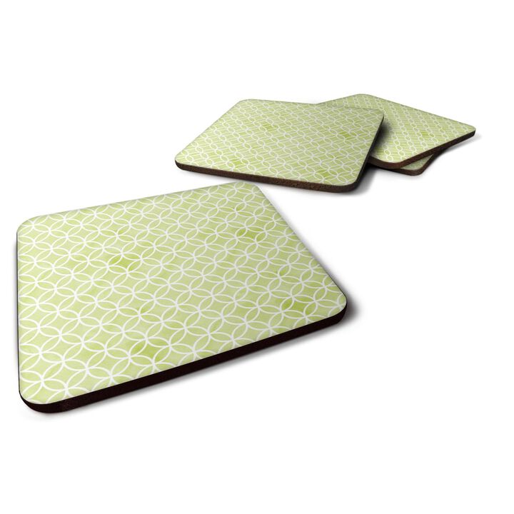 Caroline's Treasures Gemoetric Circles on Green Watercolor Decorative coasters, 3.5, Multicolor