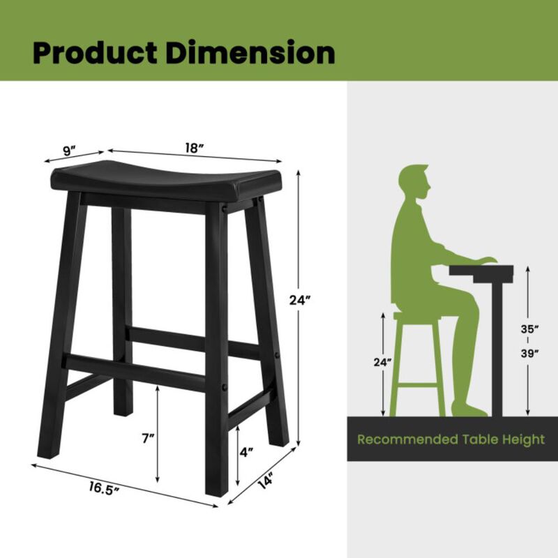Hivvago Set of 2 24 Inch Counter Height Stools with Solid Wood Legs