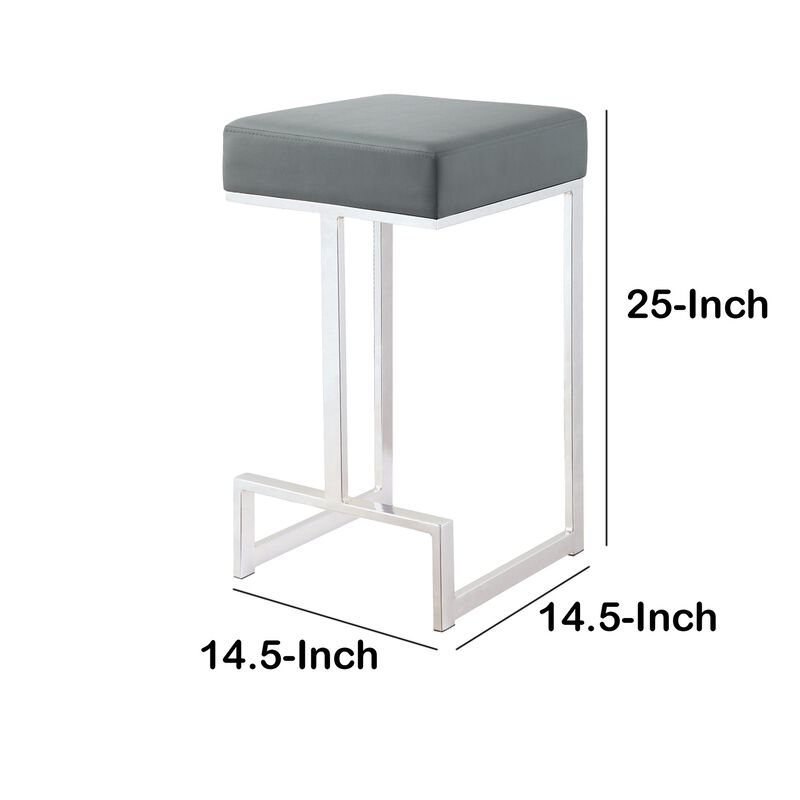 Metal Counter Height Stool, Grey-Benzara
