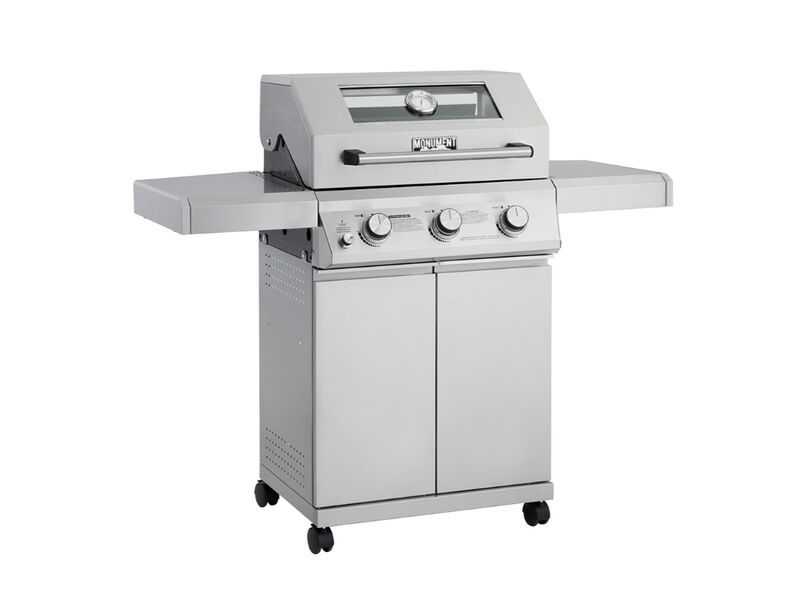 Monument Grills Mesa Series | 3 Burner Stainless Steel Propane Gas Grill With Clearview Lid
