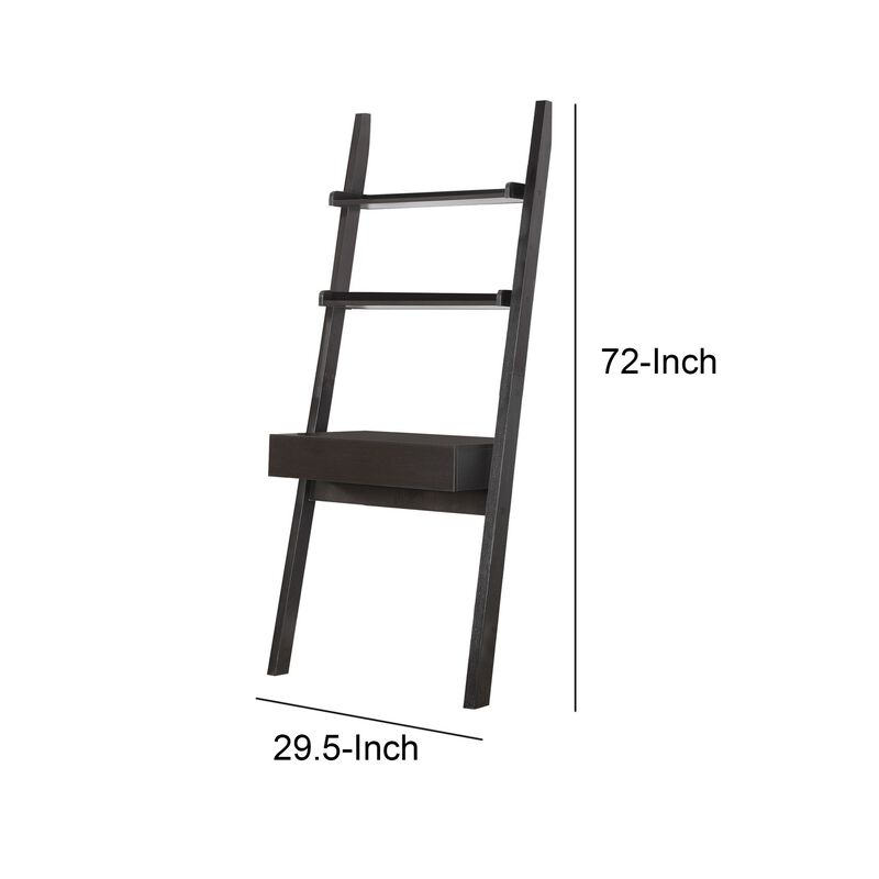 Freakish Ladder Desk With One Drawer, Cappuccino-Benzara