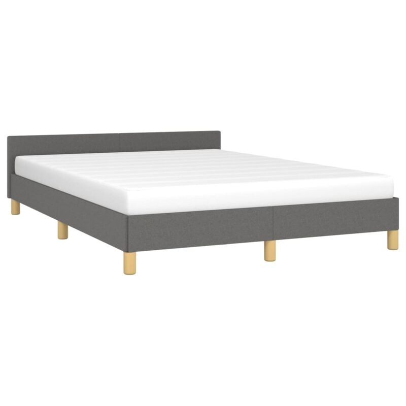 vidaXL Queen Bed Frame with Headboard, Dark Gray Fabric Upholstery, Durable Supportive Legs and Plywood slats, Simplistic Modern Design, Easy Assembly Furniture