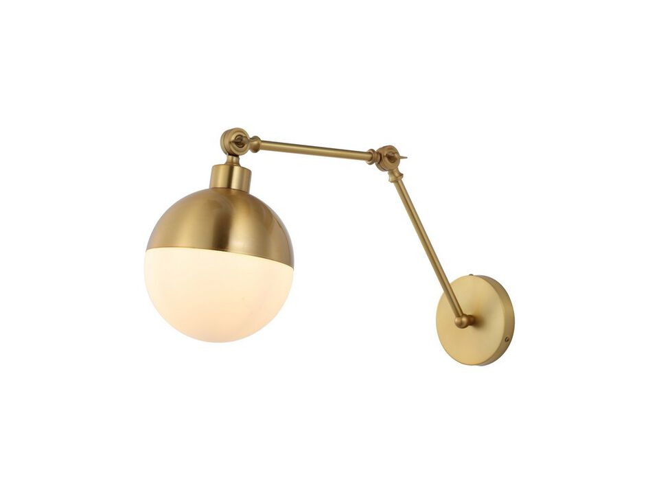 Alba 1-Light Mid-Century Modern Arm-Adjustable Iron/Glass LED Sconce