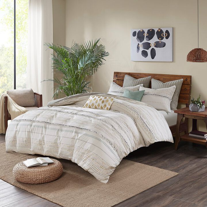 Gracie Mills Hogan Boho Chic Cotton Duvet Cover Set with Tassels