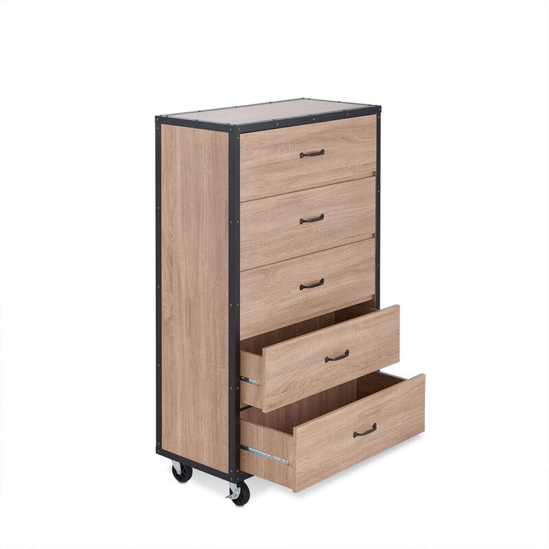 Wooden Chest, Weathered Light Oak Brown-Benzara