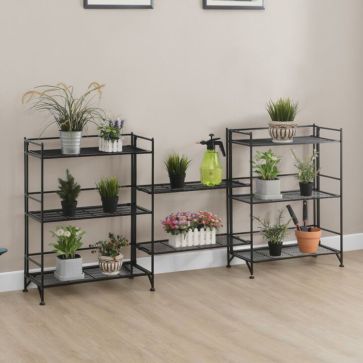Convenience Concepts Xtra Storage 3 Tier Wide Folding Metal Shelves with Set of 2 Extension Shelves