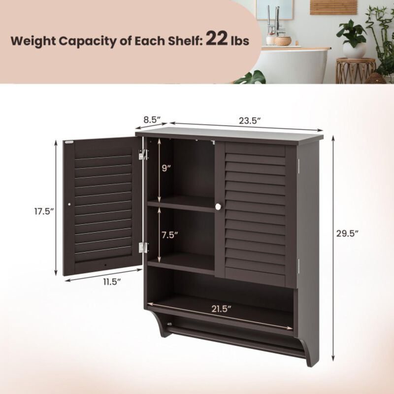 Hivvago 2-Doors Bathroom Wall-Mounted Medicine Cabinet with Towel Bar