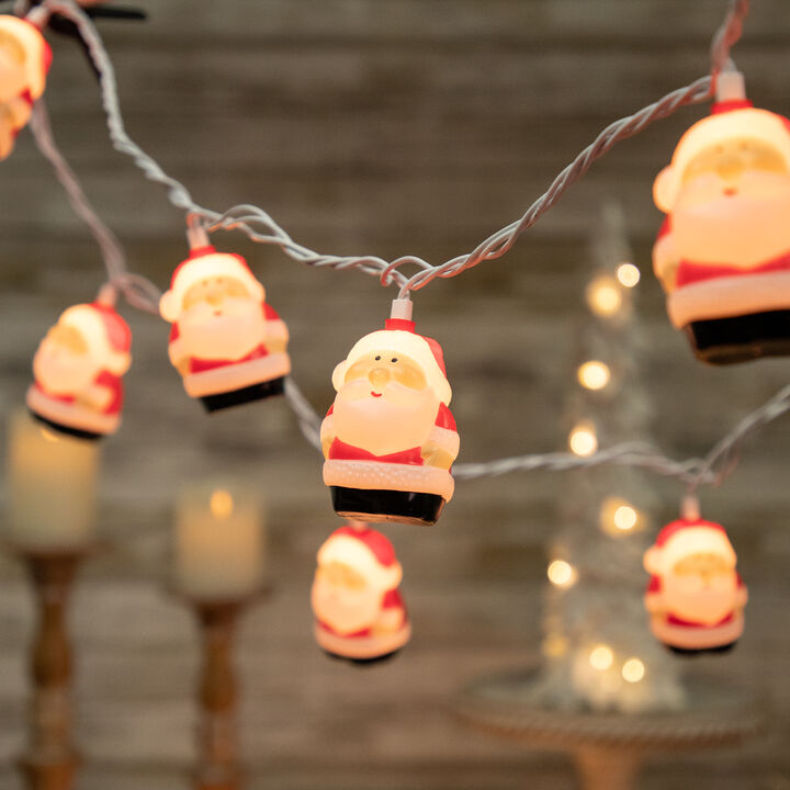 10-Count Santa Claus Christmas Light Set  6ft Green Wire