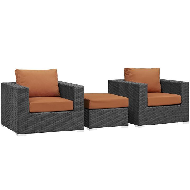 Modway Sojourn 3 Piece Outdoor Patio Sunbrella Sectional Set